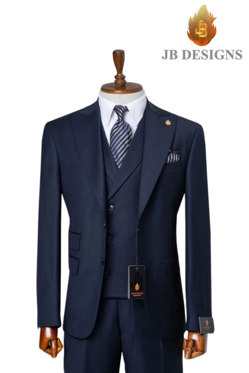 A JB 100% WOOL Dark Blue Single Breasted Suit