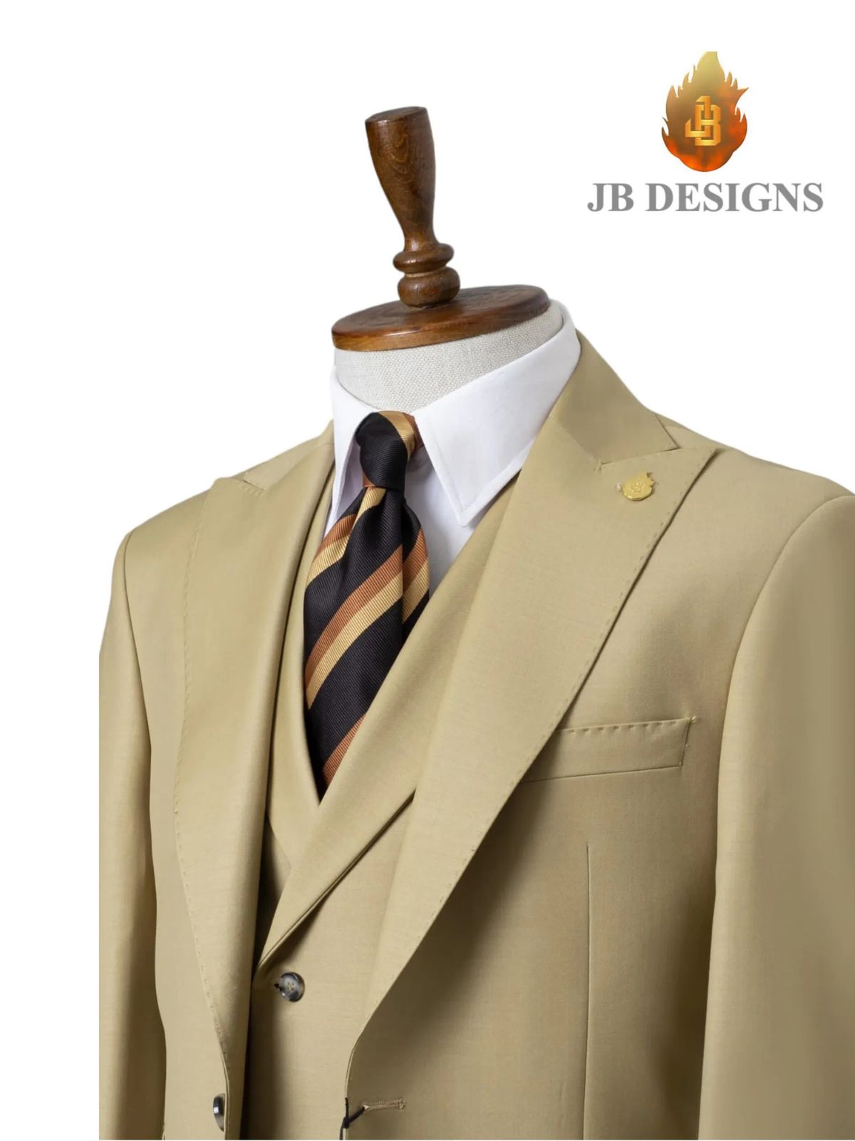 A JB 100% WOOL Khaki Single breasted Suit - Image 3