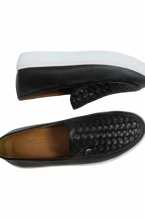 Basket Weave Black Fashion Sneakers