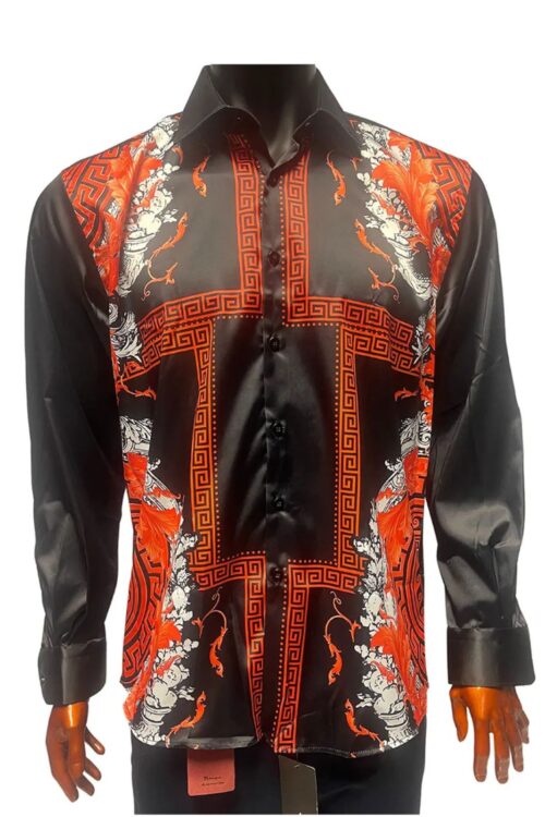 Black and Orange Patterned Shirt