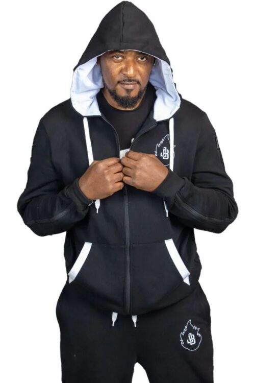 Casual Unisex Black Cotton Tracksuit with White JB Logo
