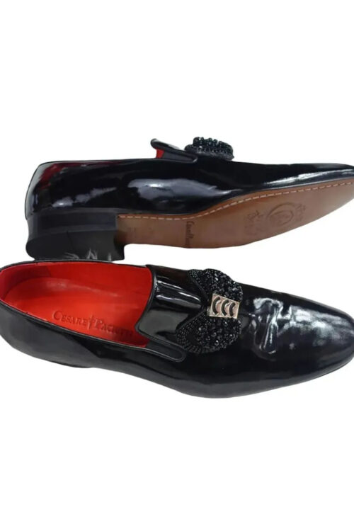 Classy Black Dressing Shoe with Black Beads Embellishment