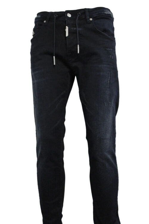 Drawstring Distressed Skinny Jeans