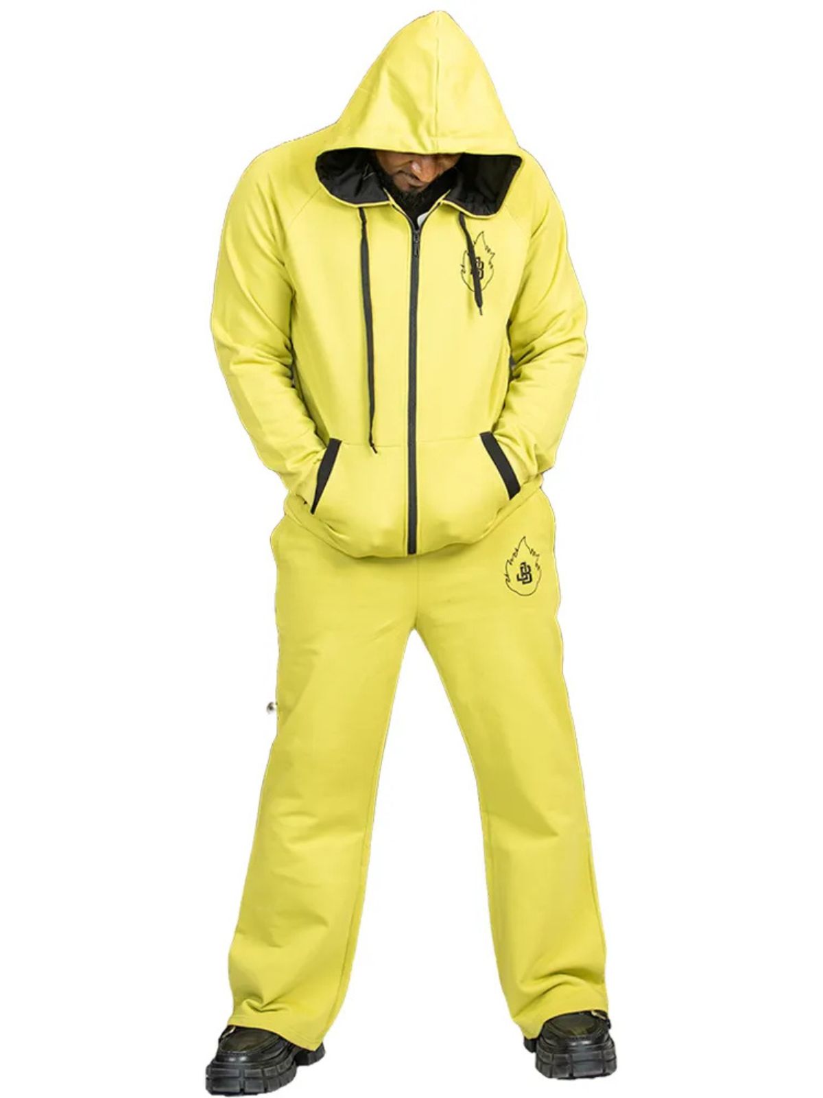 Evaluate the Ultimate Stylish Unisex Lime Green Tracksuit - Image 2