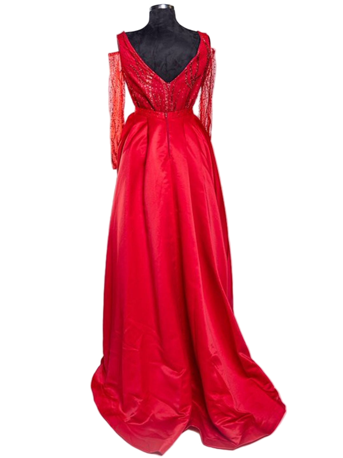 Floor Length Glittery Party Anniversary Prom Dress with Cape/Train - Image 3