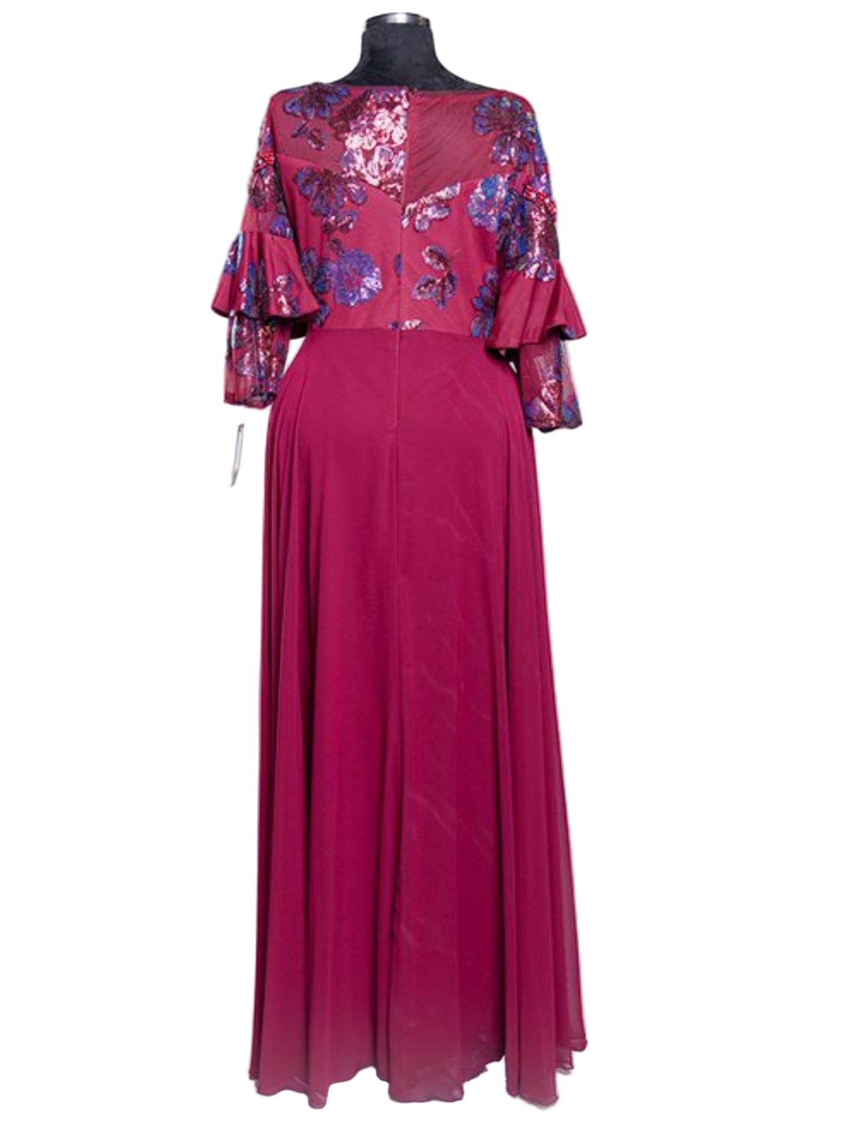 Flowing Gown Peplum Elbow Sleeve Length Dress - Image 2