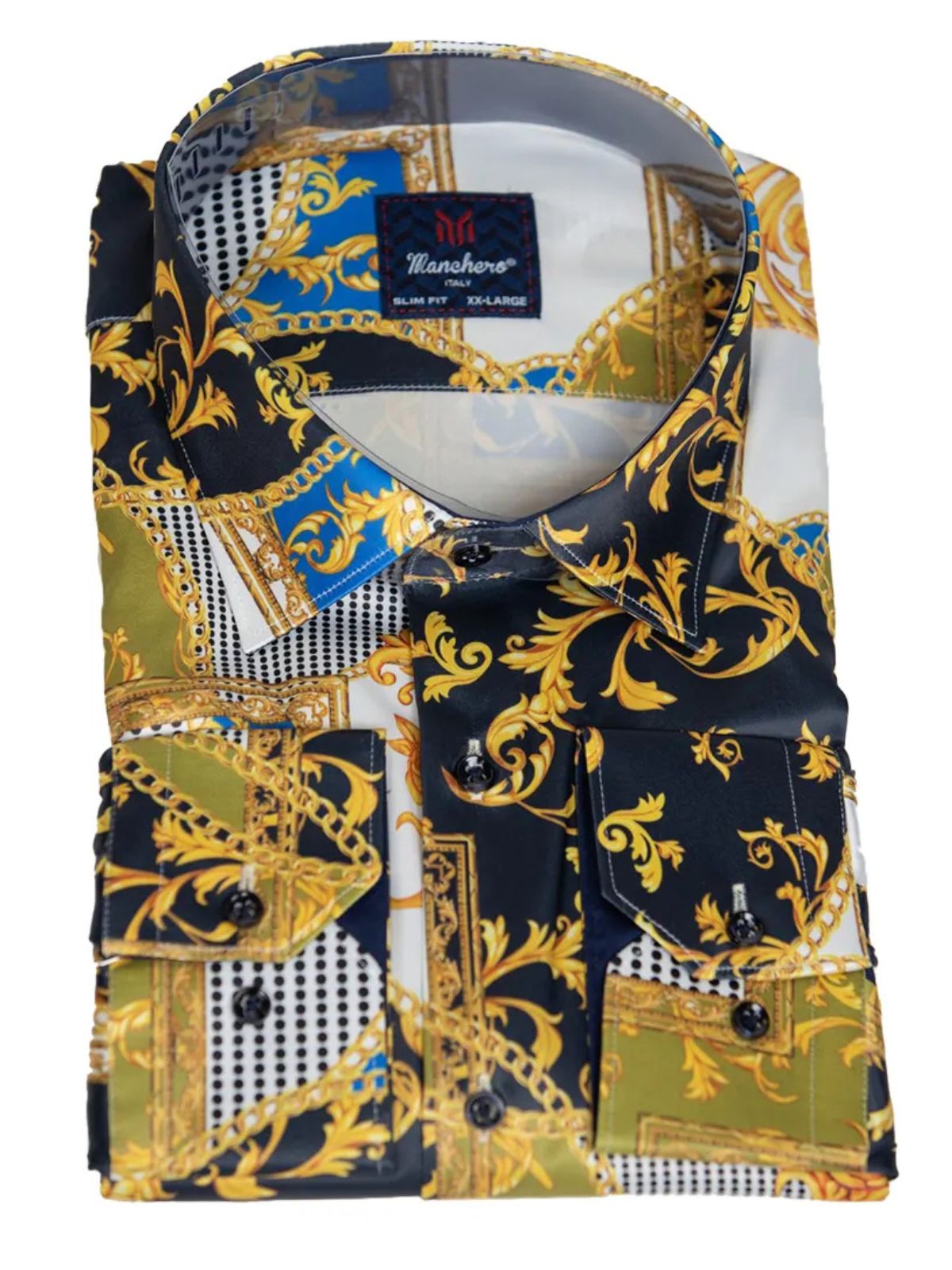 Gleaming Yellow Vine Abstract Silk Shirt - Image 3