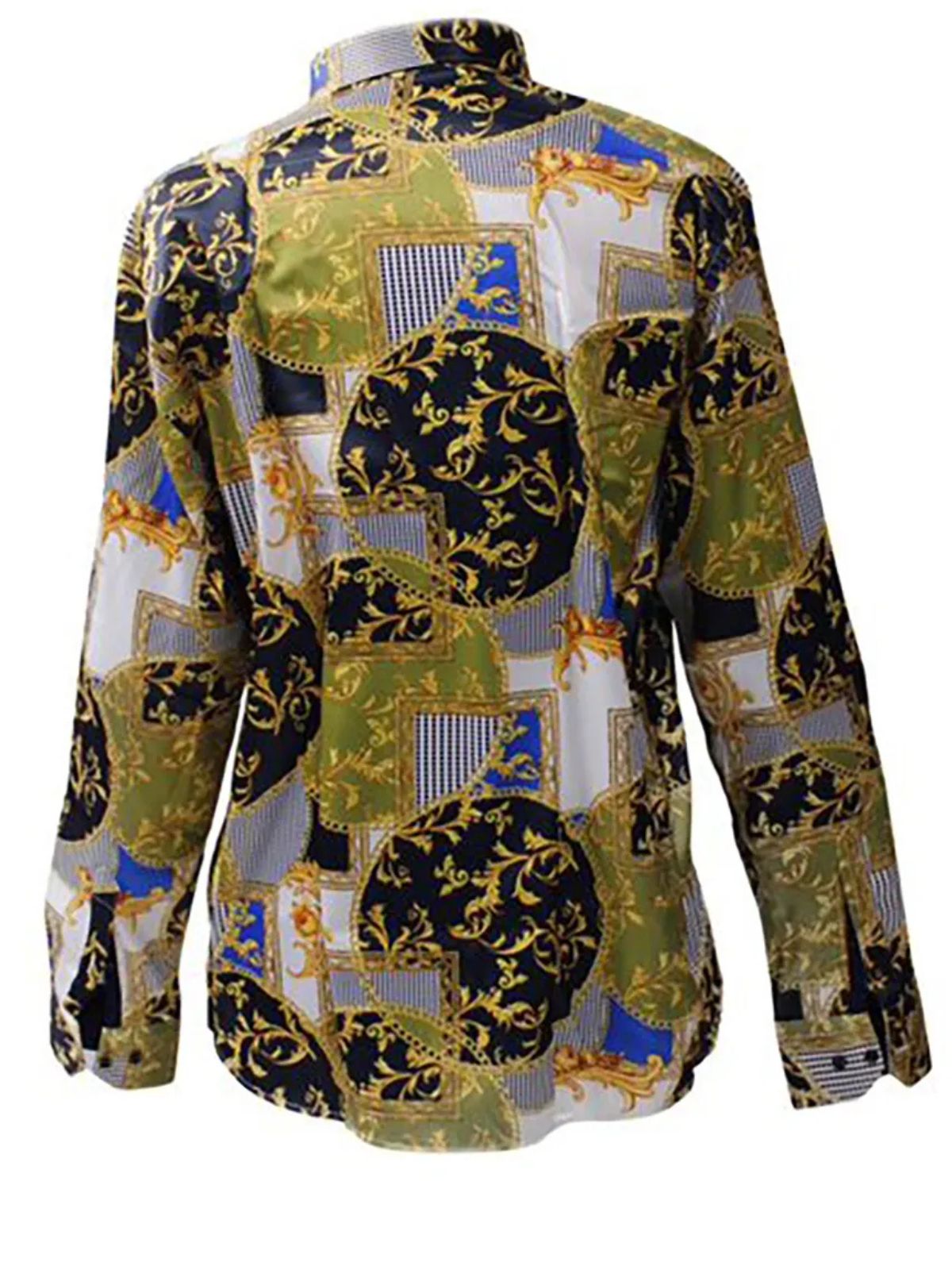Gleaming Yellow Vine Abstract Silk Shirt - Image 2