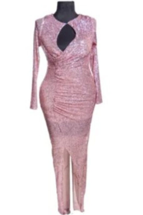 High Neck Cut Out Stretchy Fit Party Dress