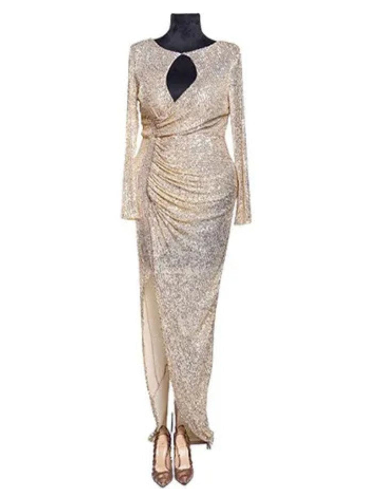 High Neck Cut Out Stretchy Fit Party Dress - Image 2