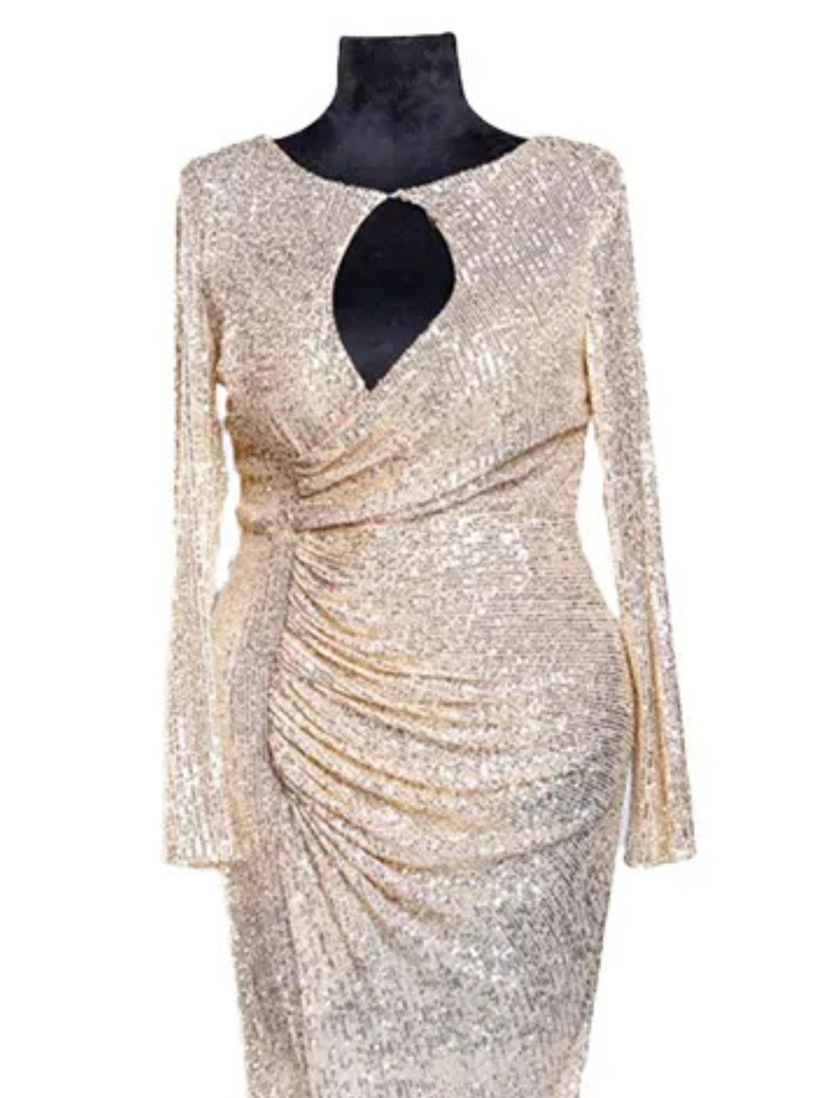 High Neck Cut Out Stretchy Fit Party Dress - Image 4