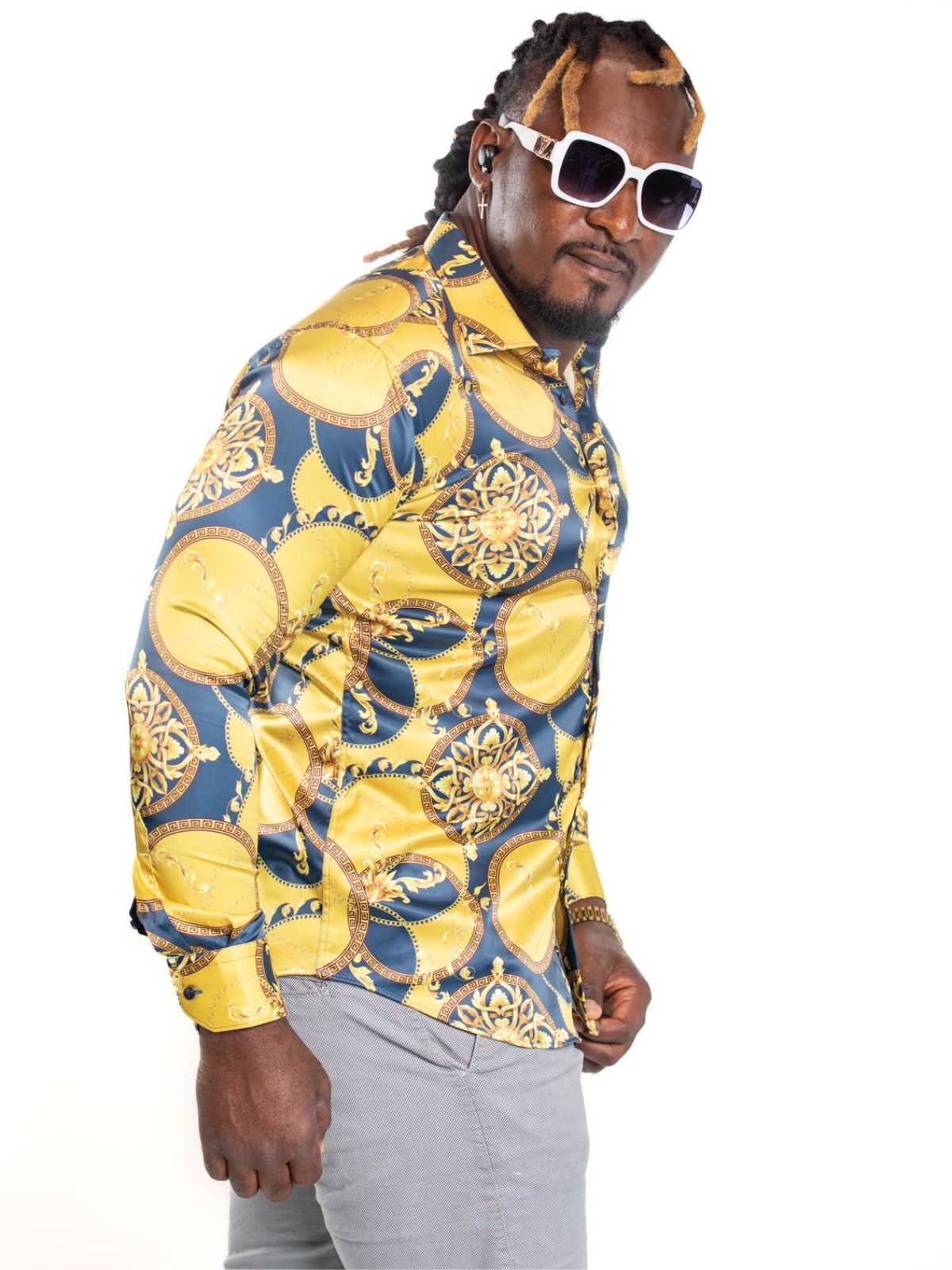 JB Designs Gold Empire Silk Shirt - Image 3