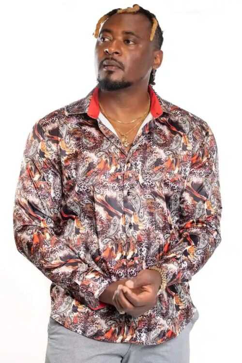 JB Designs Mixed Cheetah Kaleidoscope Silk Shirt