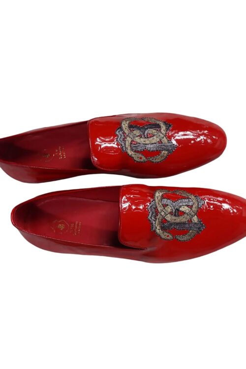 JB Designs Shiny White Leather Shoes with Embroidery