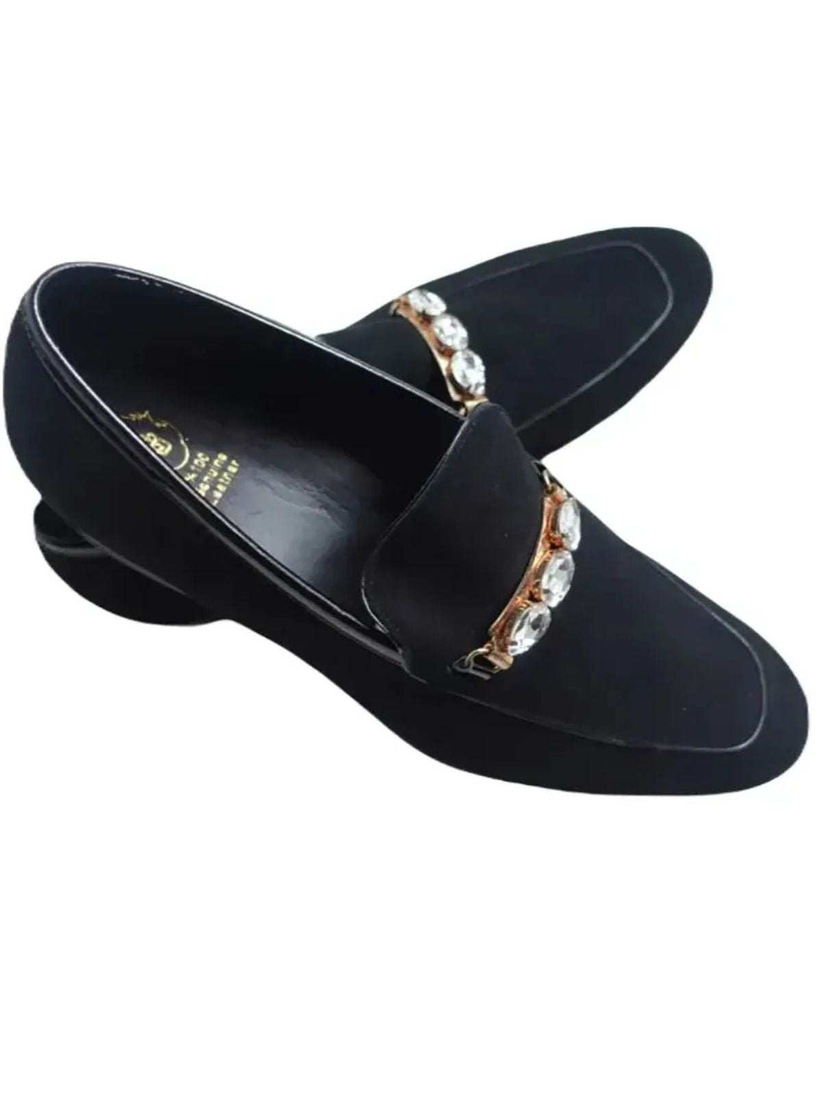 JB Designs Suede Shoe with Gold Metal and Crystals - Image 2