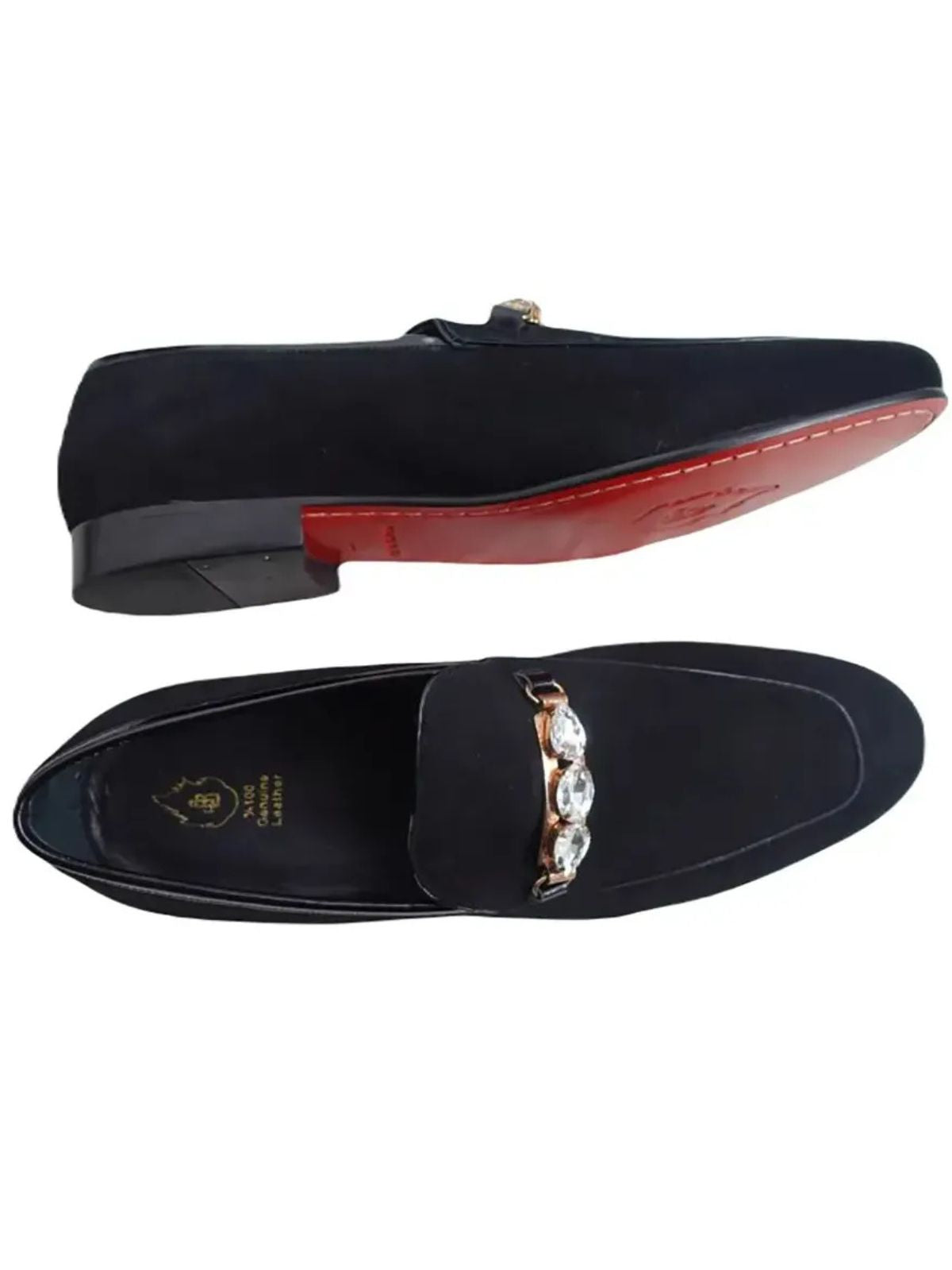 JB Designs Suede Shoe with Gold Metal and Crystals - Image 4