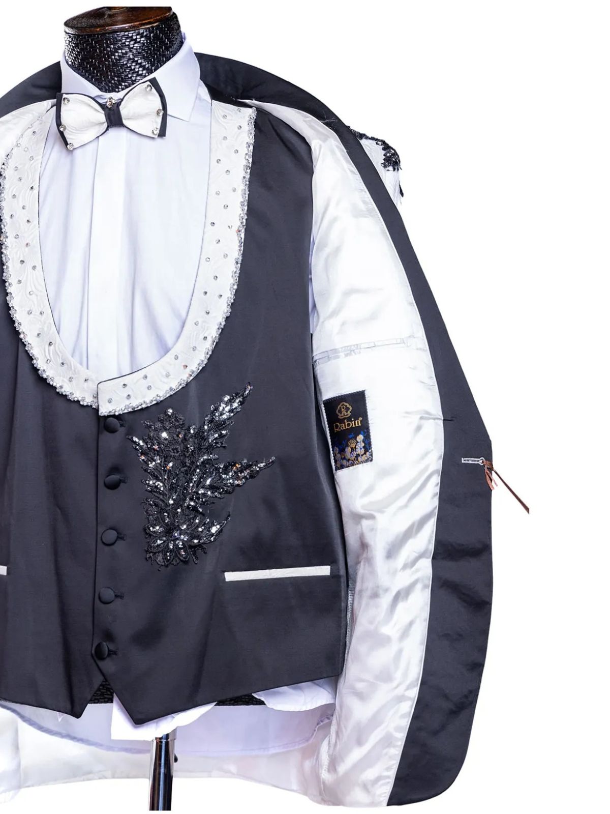 JB Men’s 3pc Slim Fit Stylish Beaded Designs Wedding Suit - Image 5
