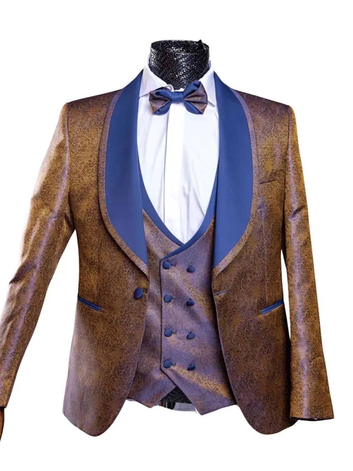 JB Quesste Golden Blue 4pcs Suit Set - Image 2