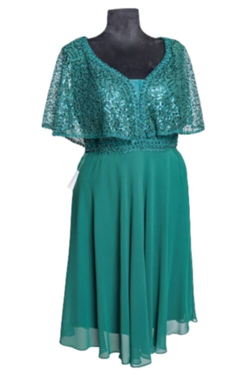 Luxso Party Knee Length Flowing Dress with Shawl Sleeves
