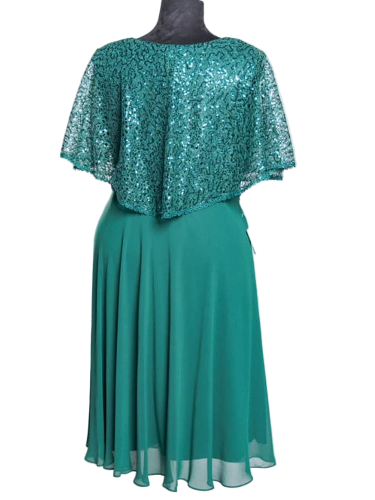 Luxso Party Knee Length Flowing Dress with Shawl Sleeves - Image 2