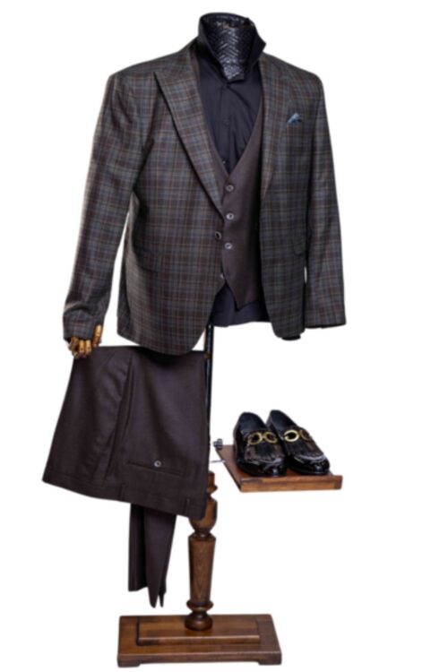 Men’s 3pc Slim Fit Checkered Pattern Suit Sets