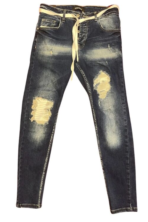 Men’s Faded and Ripped Skinny Fit Jeans Pants