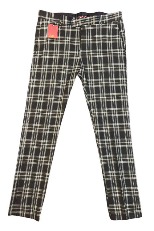 Multi Stripes Checkered Slim Fit Plaid Trousers