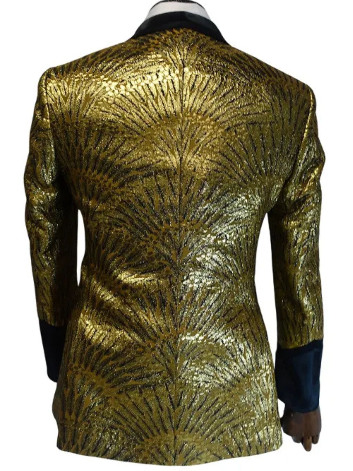 QUESSTE Men’s Golden 2 Piece Slim Fit, Single Breasted Suit - Image 3