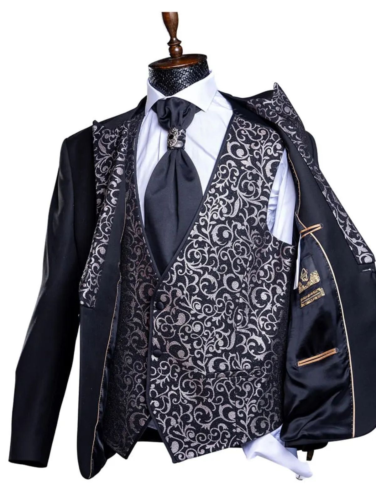 Quesste Men’s 4pcs Slim Fit Suit Set with Floral vest - Image 3
