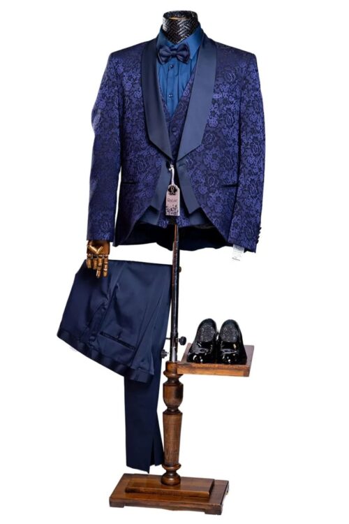 Rabin Men’s 3pc Slim Fit Flowery Pattern Blazer Suit Set