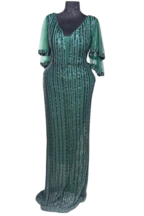 Sequenced Sequin Party Dress with Layered Sleeves