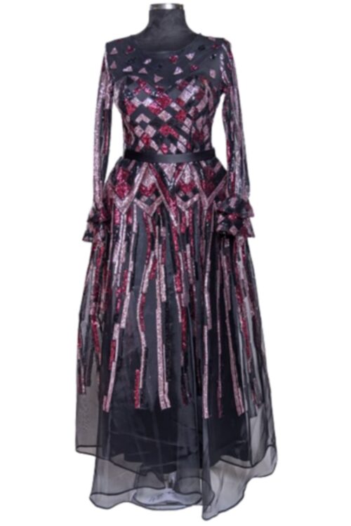 Sequin Ball Gown Long Sleeve Party Dress