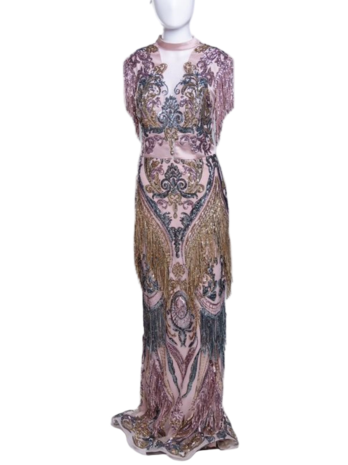 Sequin Fitted Sleeveless Party Anniversary Dress with Drapes - Image 2