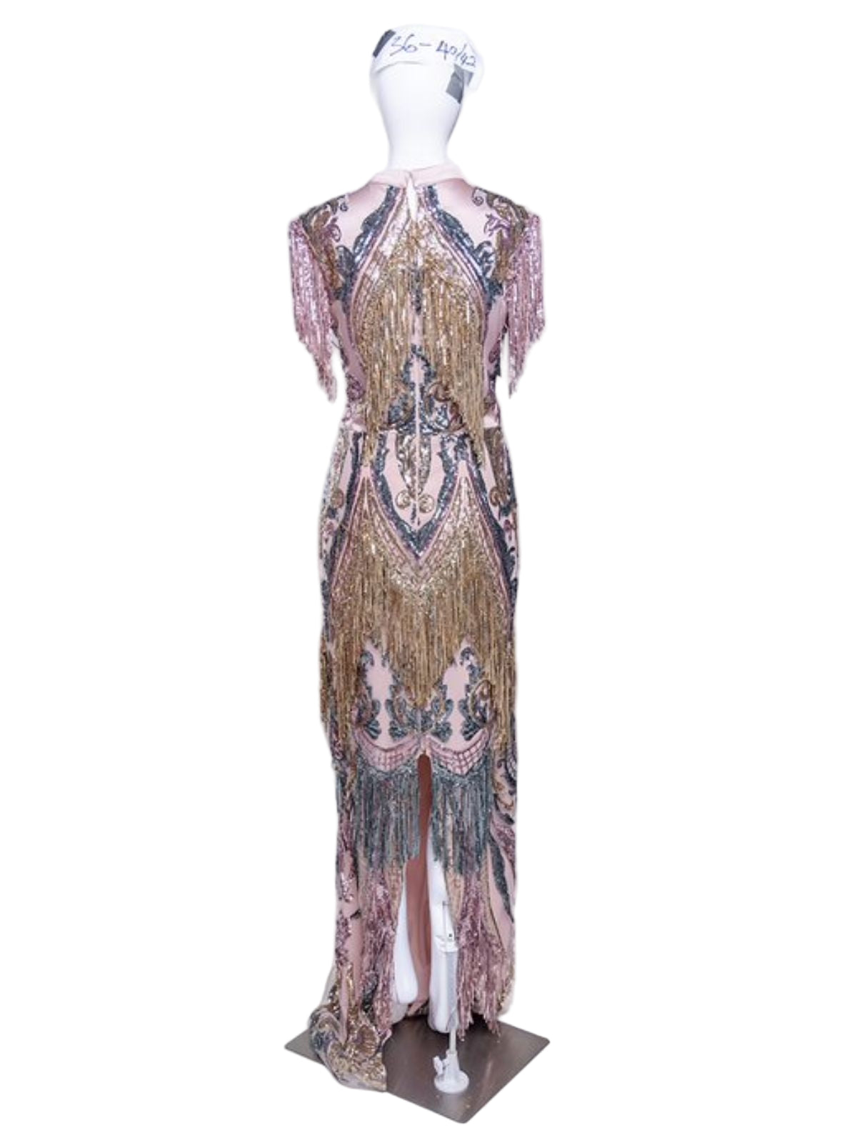 Sequin Fitted Sleeveless Party Anniversary Dress with Drapes - Image 4