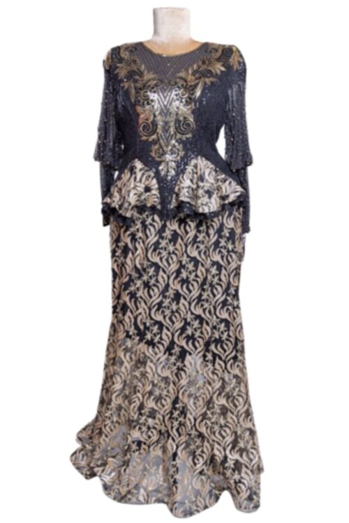 Sequin Floor Length Party Anniversary Dress with Peplum