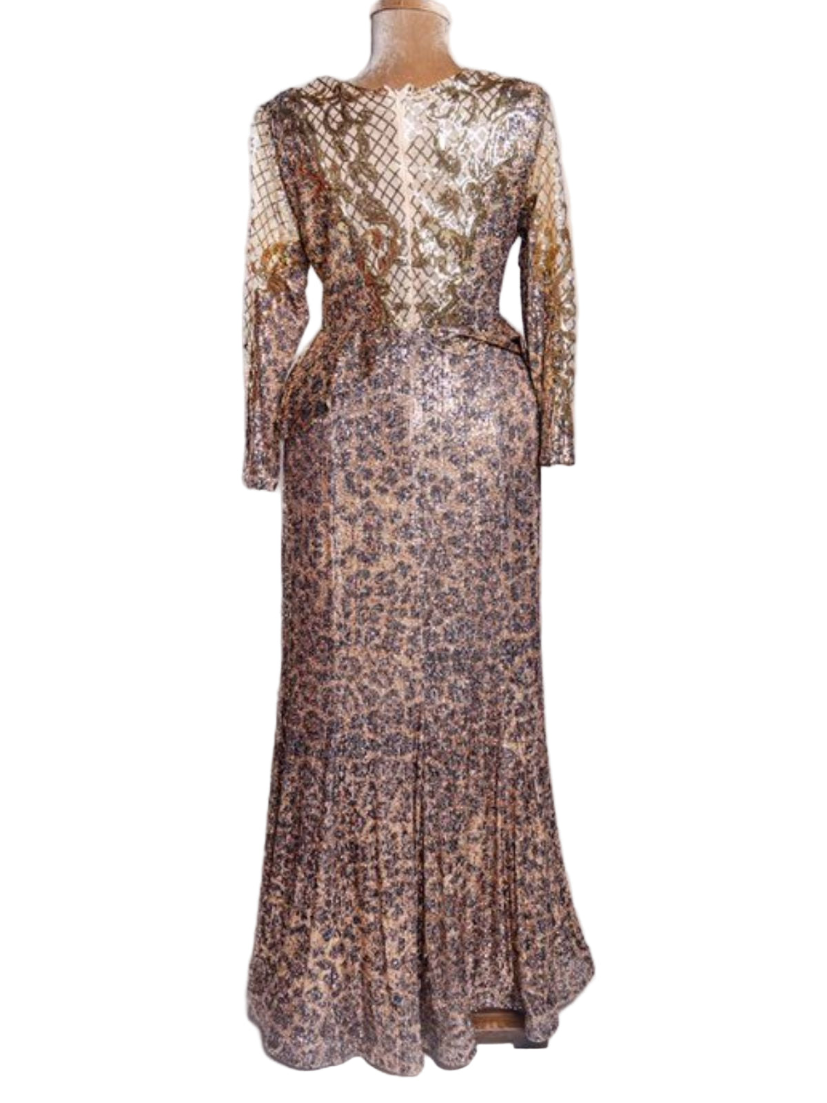 Sequin Stretchy Fit Long Sleeve Party Prom Anniversary Dress - Image 3