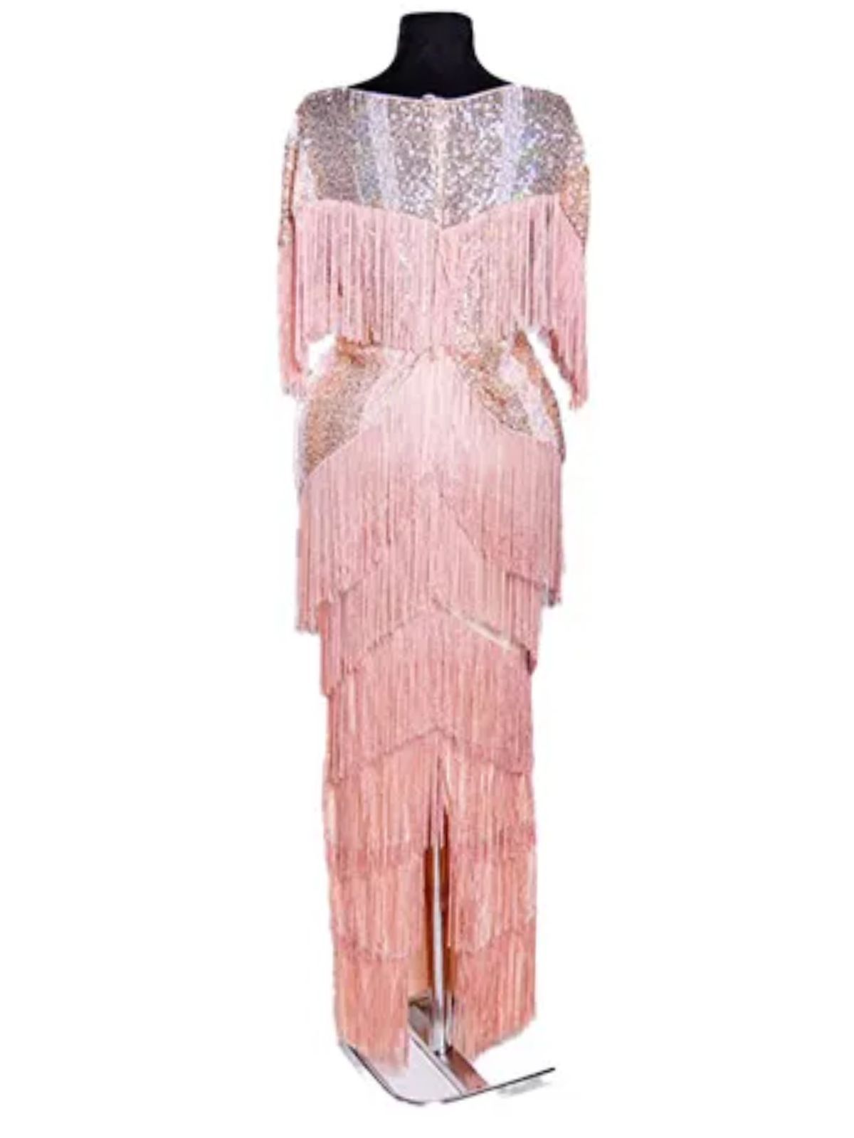 Sequin and Fringes Peplum Cap Sleeves Party Anniversary Dress - Image 3