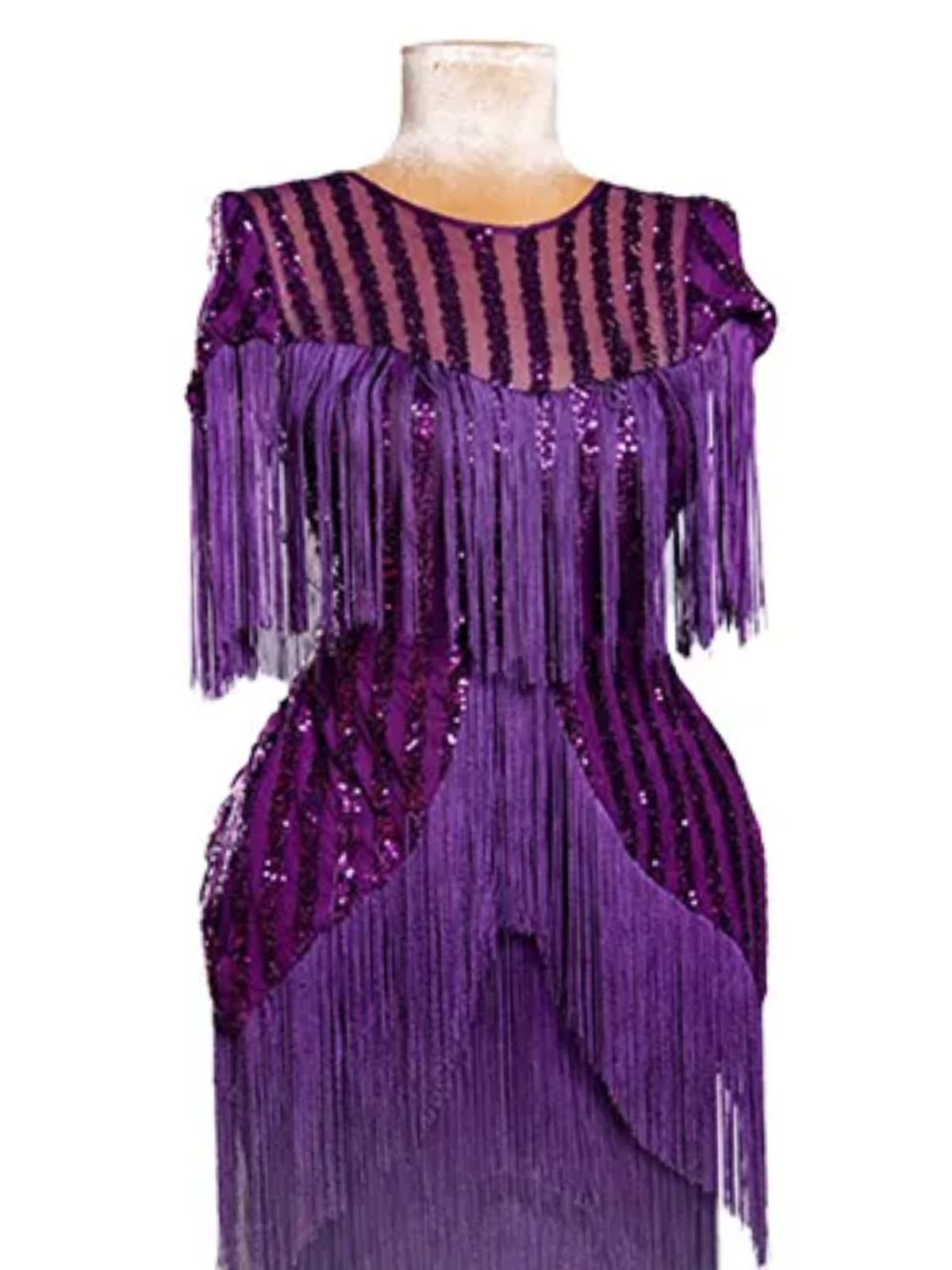 Sequin and Fringes Peplum Cap Sleeves Party Anniversary Dress - Image 6
