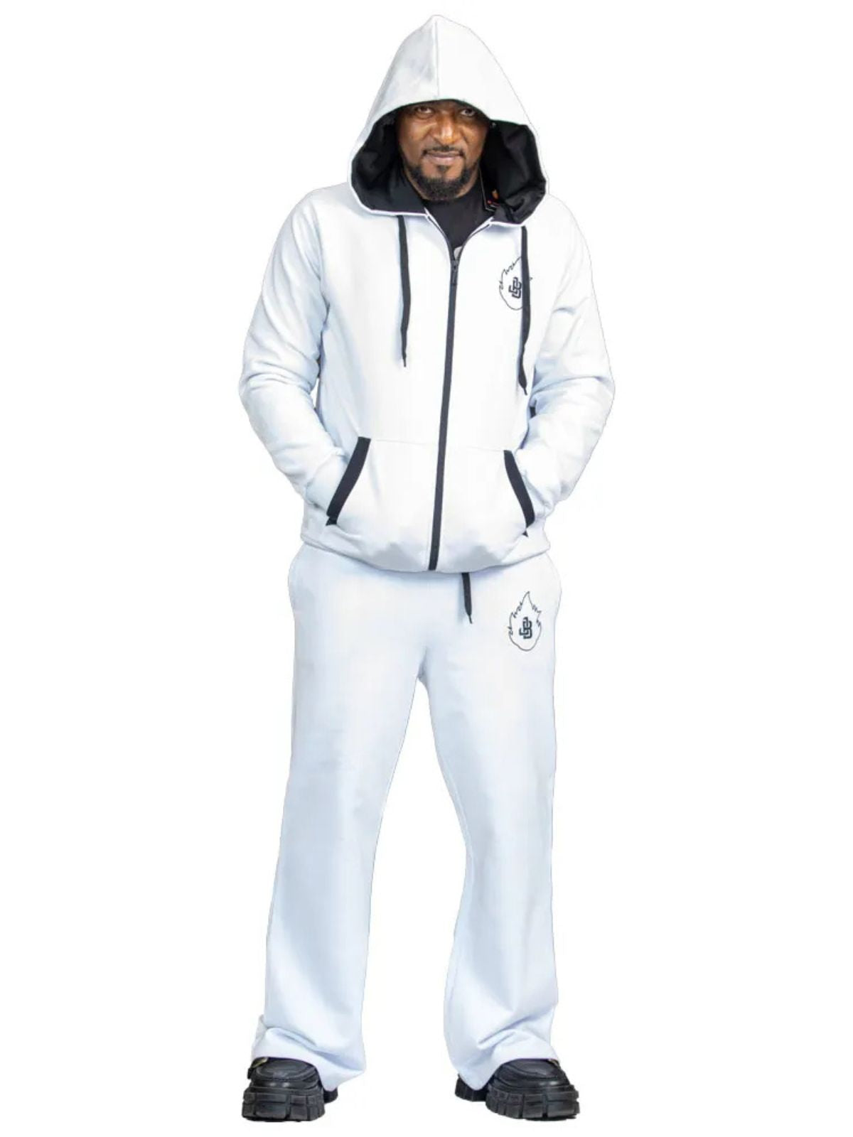 Stylish Unisex White Cotton Tracksuit with White JB logo - Image 4