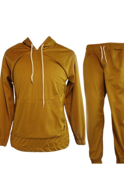 Two-Piece Embedded Striped Sweat Suit