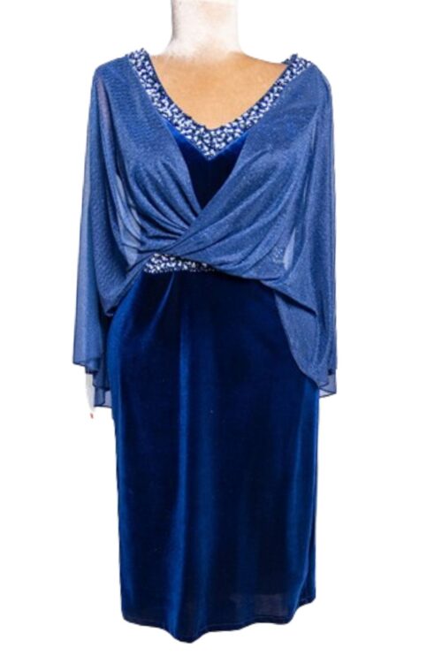 Velvet Dress with Sheer Sparkly Lace and Diamond Embellishments